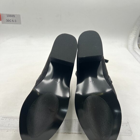 Women Ankle Boots Low Heel Boot Round Toe Zipper Booties Black Suede - Picture 6 of 6